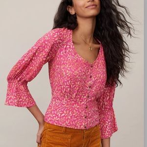 Anthropologie Maeve Percie Pink Blouse Med NWT